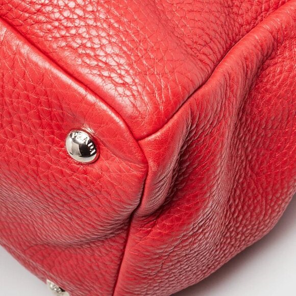 Prada Blue Vitello Daino Leather Convertible Shopping Tote Bag - Picture 4 of 12